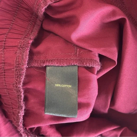 NWOT House of Harlow 1960 Burgundy Maroon Stretchy Waistband Wide-Leg Pants Med - Picture 8 of 9